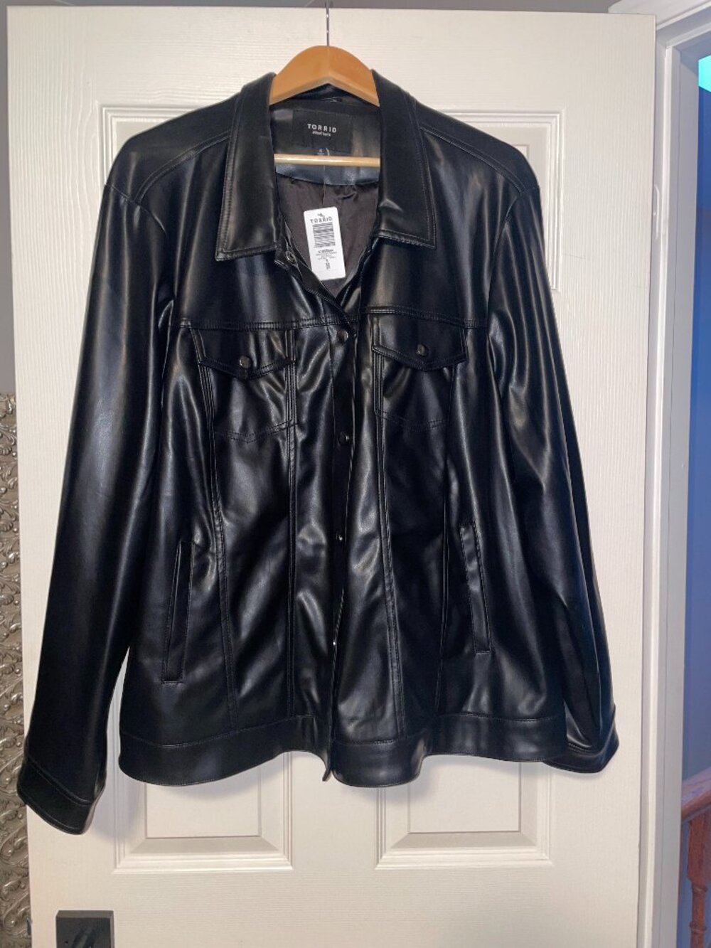 NWT Torrid Black Faux Leather Trucker Shirt Jacket - Size 5
